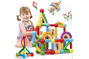 MAGBLOCK 90PCS Magnetic Building Sticks Blocks Toys Gift for Boys and Girls, Magnet Sticks Balls and Rods Building Toy Sets, Sensory Montessori Toys for Preschool Toddlers Kids