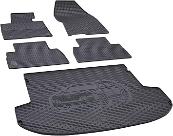 Boot Liner And Rubber Floor Mats For Hyundai Santa Fe 5 Seater From 2019 Black Belt Protector Amazon De Auto