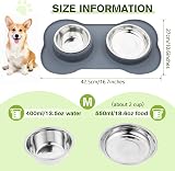 Pecute Dog Bowls Non Slip Stainless Steel Double Bowls Set Grey 14oz Each view 2