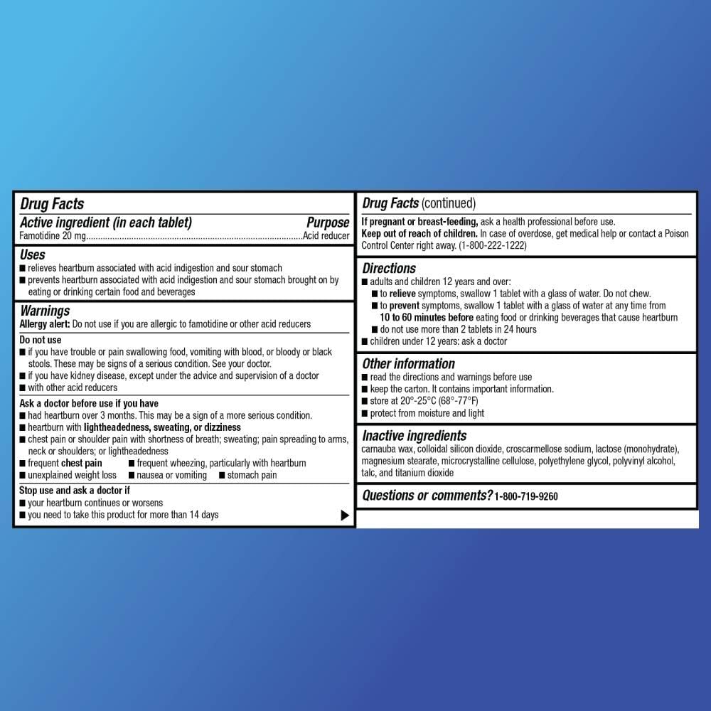  Basic Care Maximum Strength Famotidine Tablets 20 mg, Acid Reducer for Heartburn Relief, 200 Count: Health & Personal Care