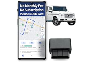 VITALGLOW GPS Tracker for Vehicles No Monthly Fee, No Subscription, 4G SIM Card and Data Included, Trip History, GeoFence, Driving Alerts, OBD, No Battery Needed