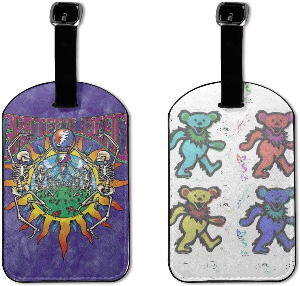 Grate-ful Dancing Bear Dead 2 Pcs Set Luggage Tags With Privacy Cover Customized Suitcase Labels Travel Gift Baggage Tag