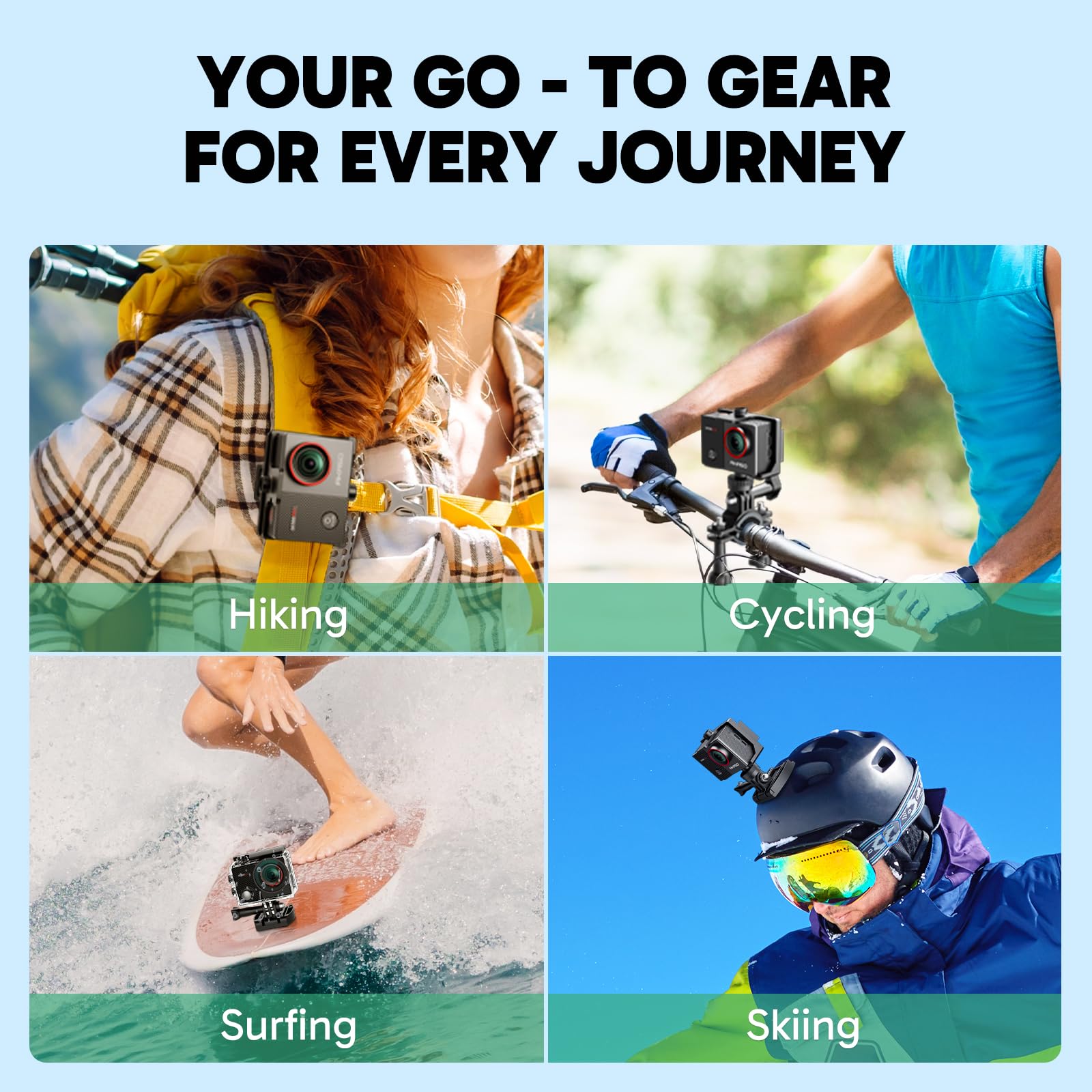 AKASO Action Cam 4K 20MP WiFi 40M Unterwasserkamera Wasserdicht Ultra HD Touchscreen Einstellbar Weitwinkel EIS Actioncam mit 2.4G Fernbedienung und 25 Zubehör Kit 8