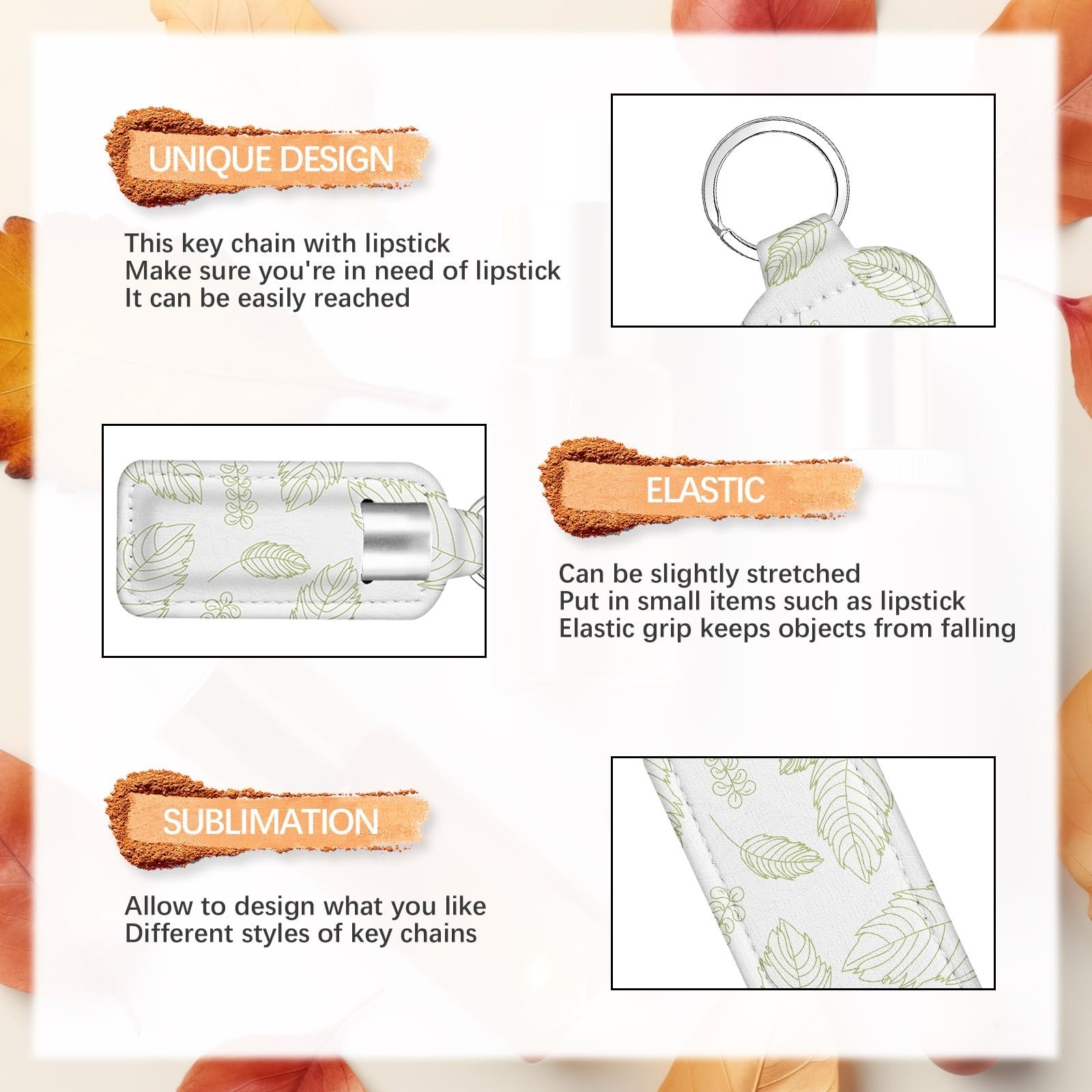 Anpuimult Sublimation chapstick holder blanks bulk Blank Neoprene lipstick holder keychain Travel for Women DIY Key Ring