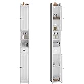ChooChoo Narrow Bathroom Storage Cabinet with Adjustable Shelves, Tall Storage Cabinet with 2 Doors and 1 Drawer, Freestanding Cupboard for Small Spaces, White