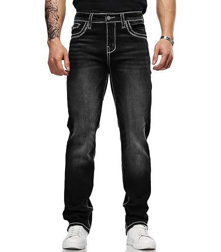 True Religion Mens Ricky Straight Leg Jeans | Body Rinse Black