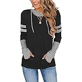 AUSELILY Long Sleeve Drawstrings Hoddie Sweatshirt With Thumb Holes Hoodie for Women