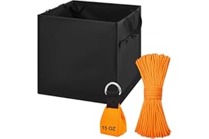 LOYIM 3 Pcs Arborist Throw Line Kit and Cube Bundle 64L Folding Arborist Throw Line Storage Cube, 15 oz Arborist Throw Weight Bag, 164 ft Polyester Rope Equipment for Tree Work Limb Throwing