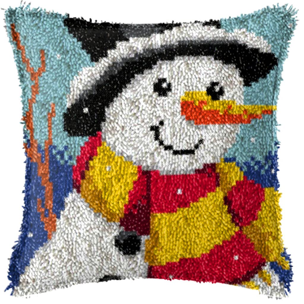 ZUHK Christmas Latch Hook Kits ​with Christmas Pattern Printed Canvas Crochet Gift Cross Stitch Sofa Cushion Cover Tool fit for Beginner and Adults,43x43 cm (Santa Claus E) — image 1