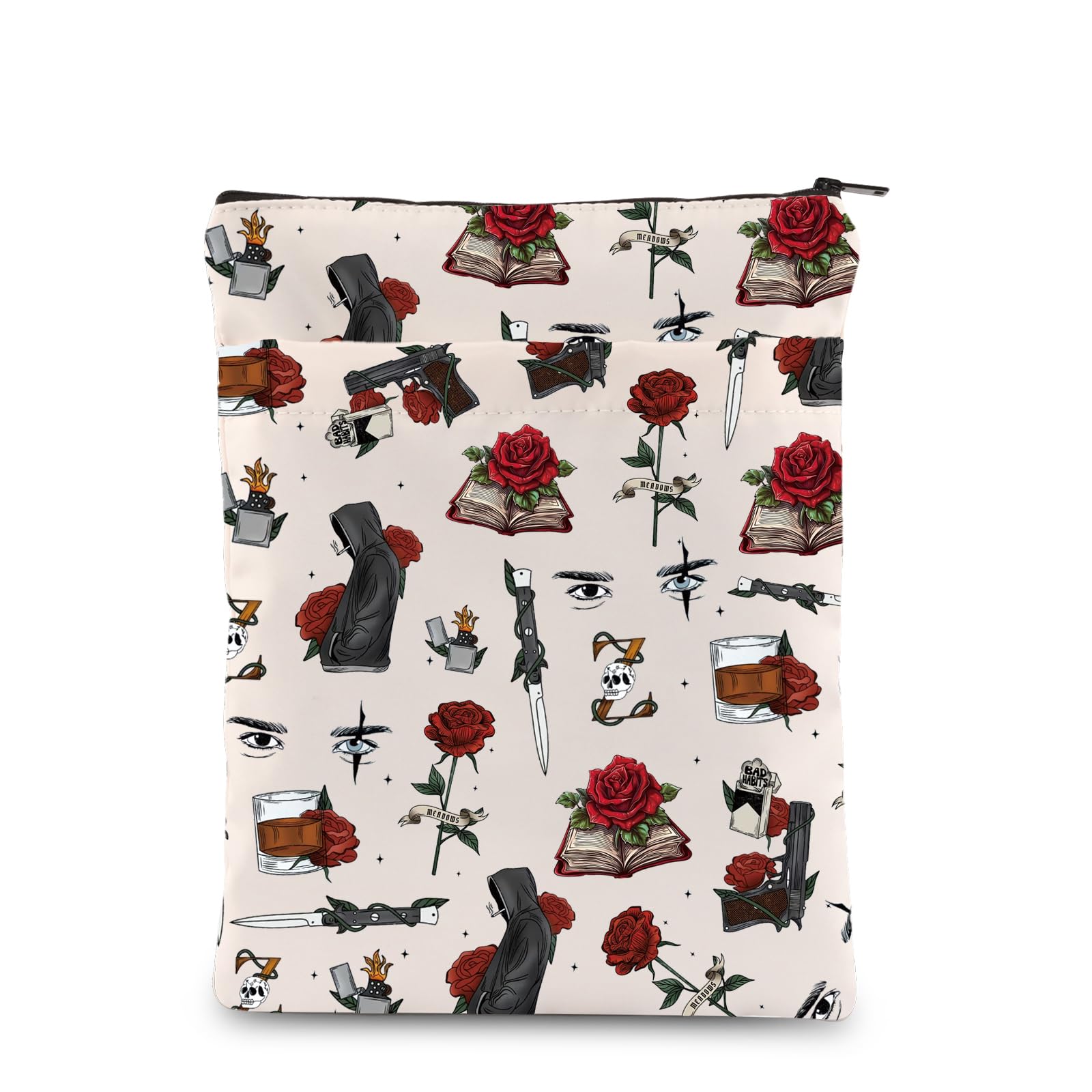 Romance Reader Gift Smut Bookish Gift Dark Romance Book Sleeve Rose Flower Book Cover with Zipper (Rose Flower-b)