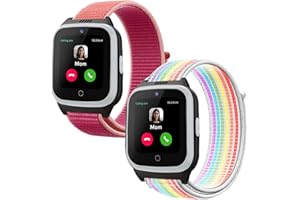 Polyjoy 2 Pack Nylon Replacement Bands Compatible with Cosmo JrTrack 3/Cosmo Jrtrack 2 SE/Cosmo Jrtrack 2/Cosmo Jrtrack Kids Smartwatch, Soft Breathable Adjustable Braided Sport Wristband for Kids