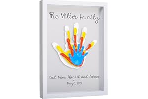 Pearhead Clear Family Handprint Frame, DIY Art Print Keepsake, Home Decor, Gift for New and Expecting Parents, 4 Paint Colors Included
