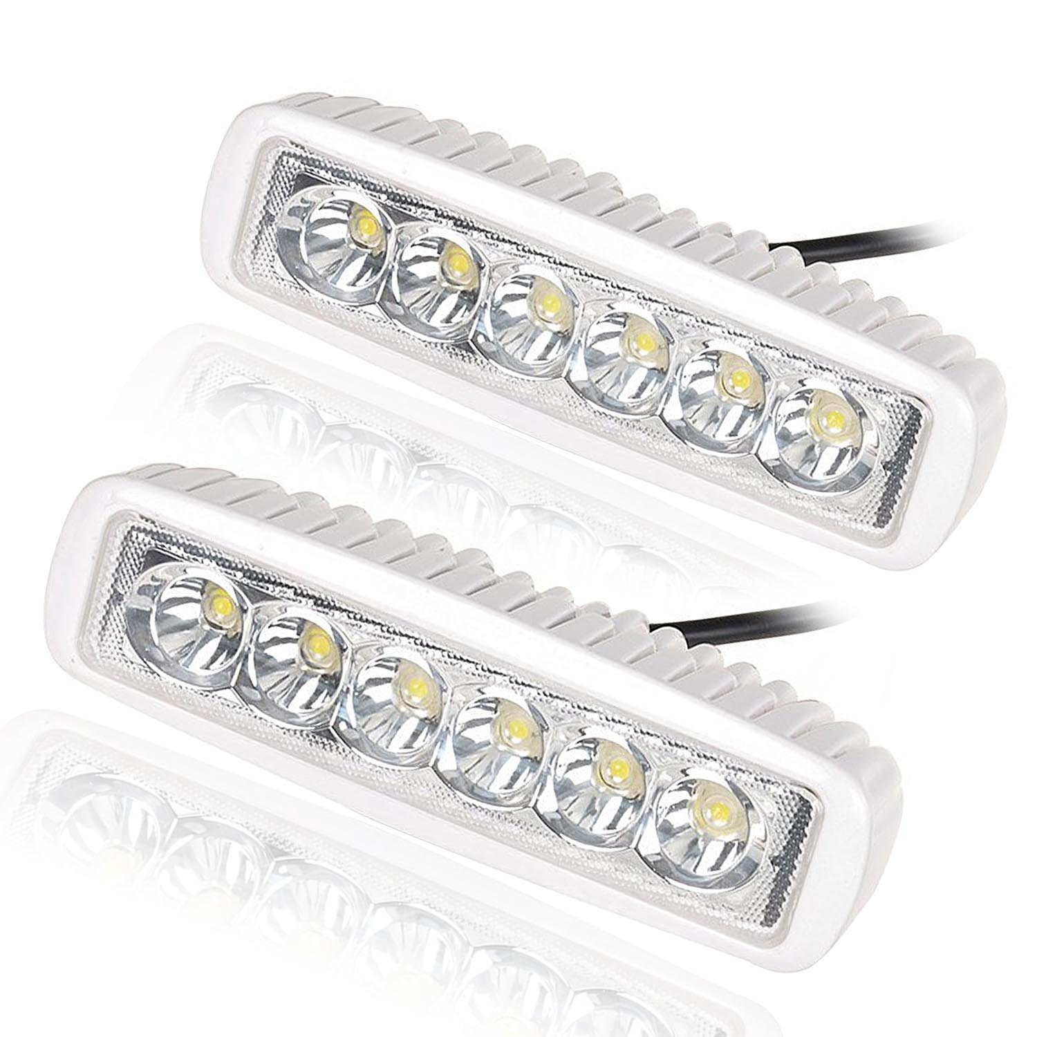 KAWELL Slim 2 Pack 18W Off Road Led Work Light Bar 6.2 Inches 6500K LED Flood Light Bar for ATV