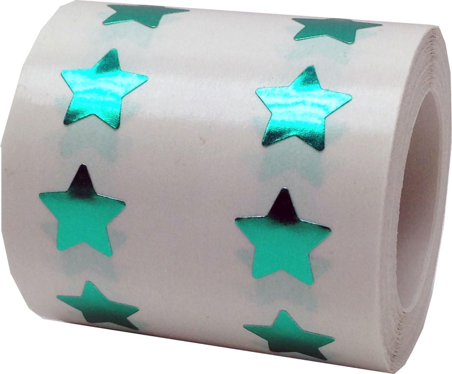 Metallic Green Star Shape Stickers 0.50 Inch 1,000 Adhesive Labels