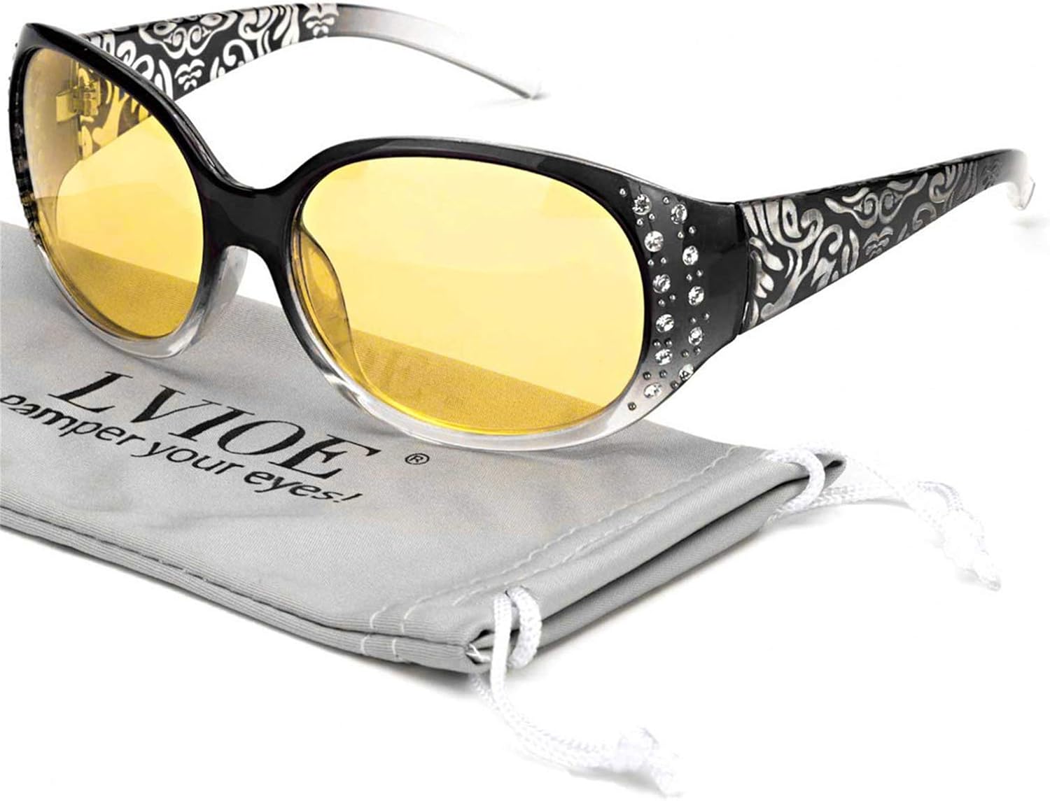 LVIOE NightVision Driving Glasses Wrap Around Anti Glare with