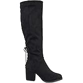 Brinley Co. Womens Knee-High Heeled Boot Black, 8.5 Wide Calf US