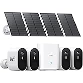 aosu Solar Security Cameras Wireless Outdoor, 4-Cam Kit, 2K QHD Home Security System with 166° Ultra-Wide Angle, Color Night Vision, 60 Days aosuBase Local Storage, No Monthly Fee