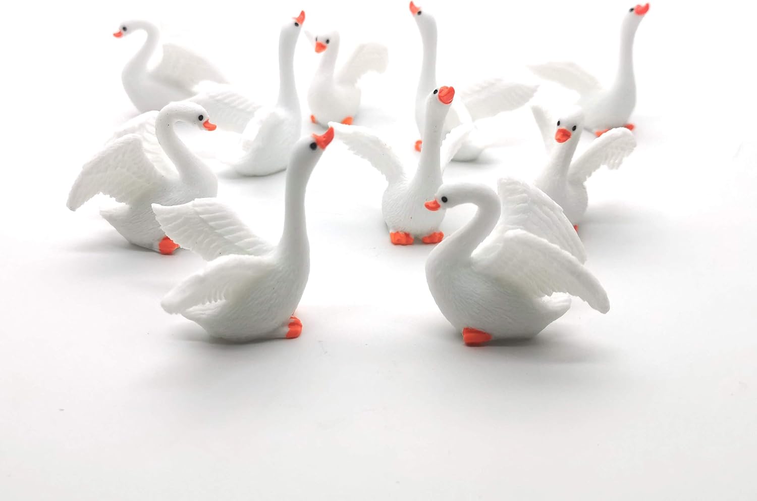 Easy 99 Mini Animals Miniature Figurines Animals Model Fairy Garden Miniature Moss Landscape DIY Terrarium Crafts Ornament Accessories for Home Décor (White Swan, Set of 10)