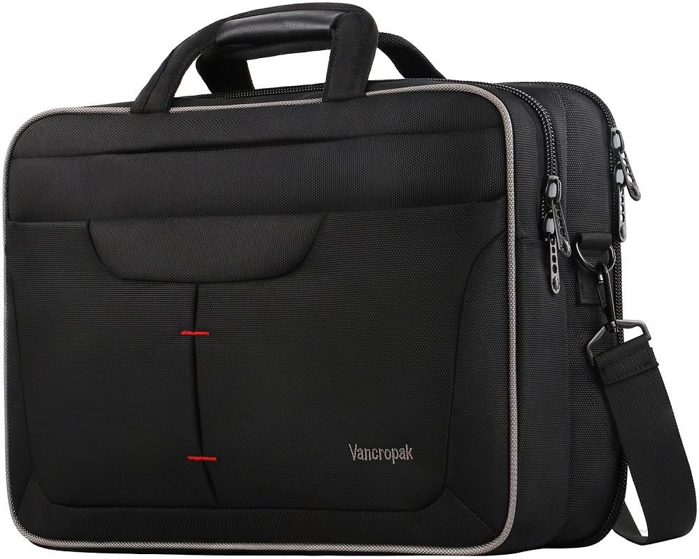 Briefcases for Men, 15.6 Inch Laptop Bag, TSA Travel Durable Office Computer Messenger Bags with Checkpoint Friendly Design, Black Water Rasistant Nylon Business Shoulder Case for Women Unisex