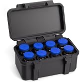 Peptide Case with 8 Slots for 10ml Vials, Rugged Snap-Lock Hard Shell | Fits insulin and testosterone vials up to 25mm wide. Freezer safe honeycomb walls, BPA free. Made in the USA.