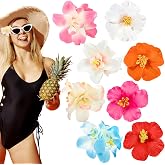 8 Pcs Hawaiian Flower Hair Clips for Women, 2 Styles Artificial Flower Clips 3.5 Inch Plumeria Hibiscus Hair Clip Hair Accessories for Beach Vacation Party