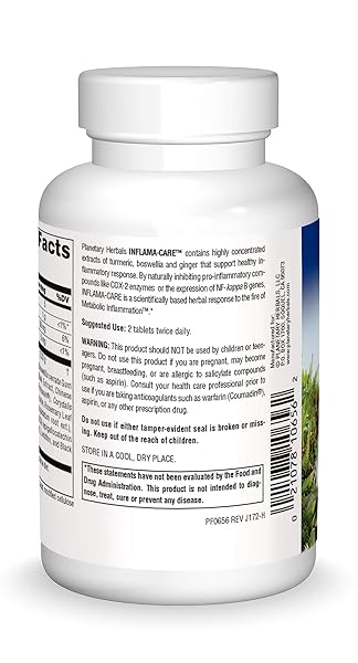 PLANETARY HERBALS INFLAMA-CARE 1165MG TURMERIC/BOSWELLIA COMPLEX – 120 TABLETS