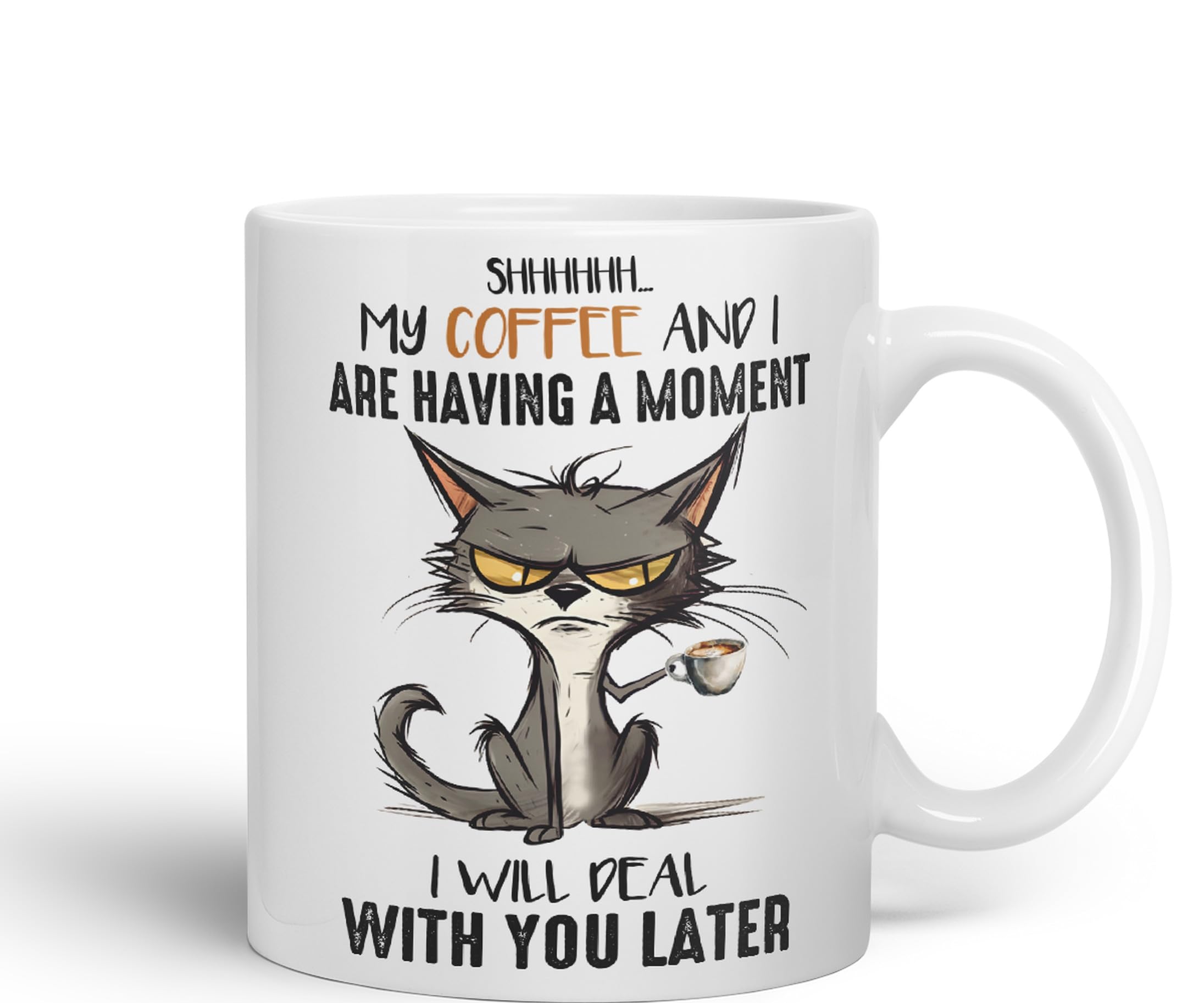 Vixar My Coffee and I are Having a Moment, I Will Deal with You Later, Sarcastic Joke Ceramic Coloured Mug Cup for Tea Coffee Hot Brew 330ml 11Oz (White)