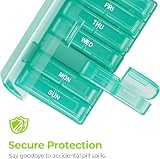 AUVON XL Weekly Pill Box Organiser 2 Times a Day Cyan Privacy Case view 4