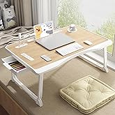 Laptop Desk for Bed, Bed Table with USB Charge Port, Foldable Laptop Table with Storage Drawer and Cup Holder, Laptop Bed Des