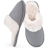 Rosoz Womens Fuzzy Slippers- Comfy Warm Winter Slipper for Women with Plush Fleece Lining- Indoor House Slippers Thin Sole