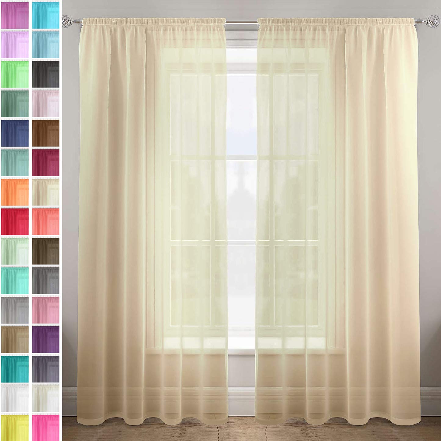 Megachest gathering tape voile curtain(champagne W 56" x L 54" (2 Panels))
