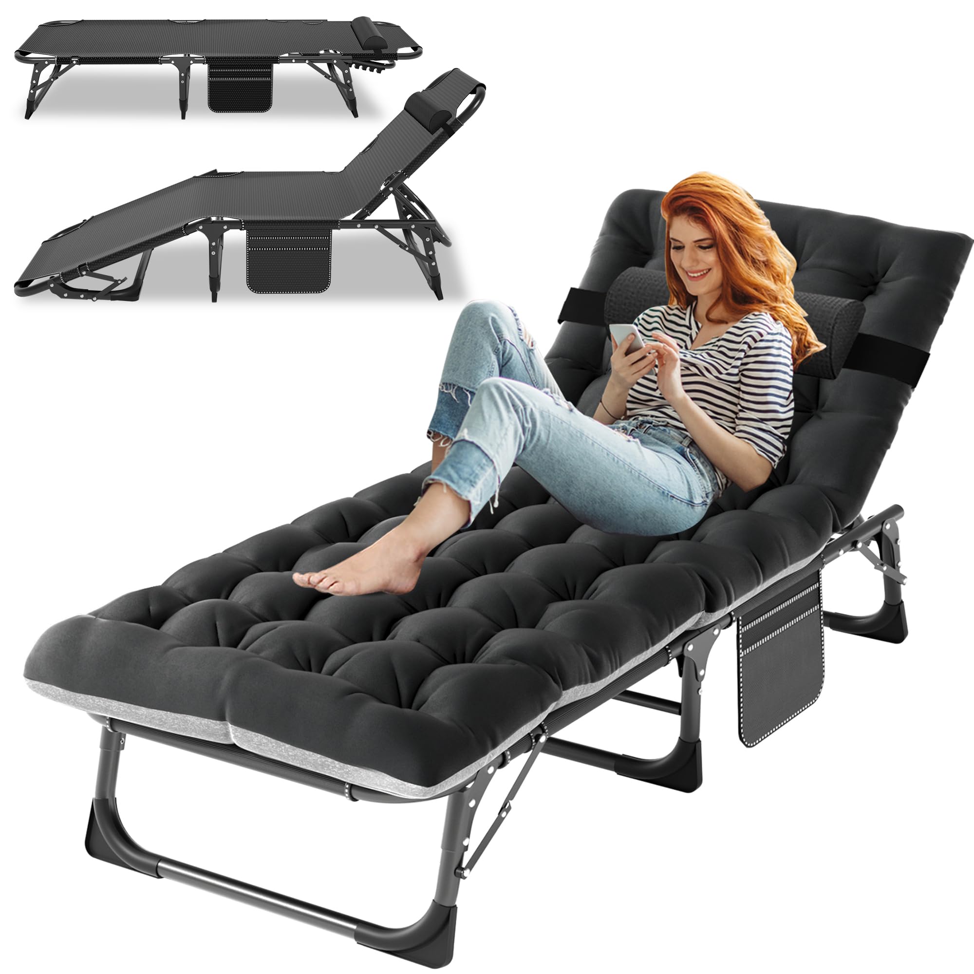 Photo 1 of ***********MISSING THE PAD****************
ABORON Camping Cot for Adults, Heavy Duty Adjustable Bed for Sleeping, Adjustable Double-Layer 1200D with Mattress & Carrying Bag for Home, Office, Vacation, Camping