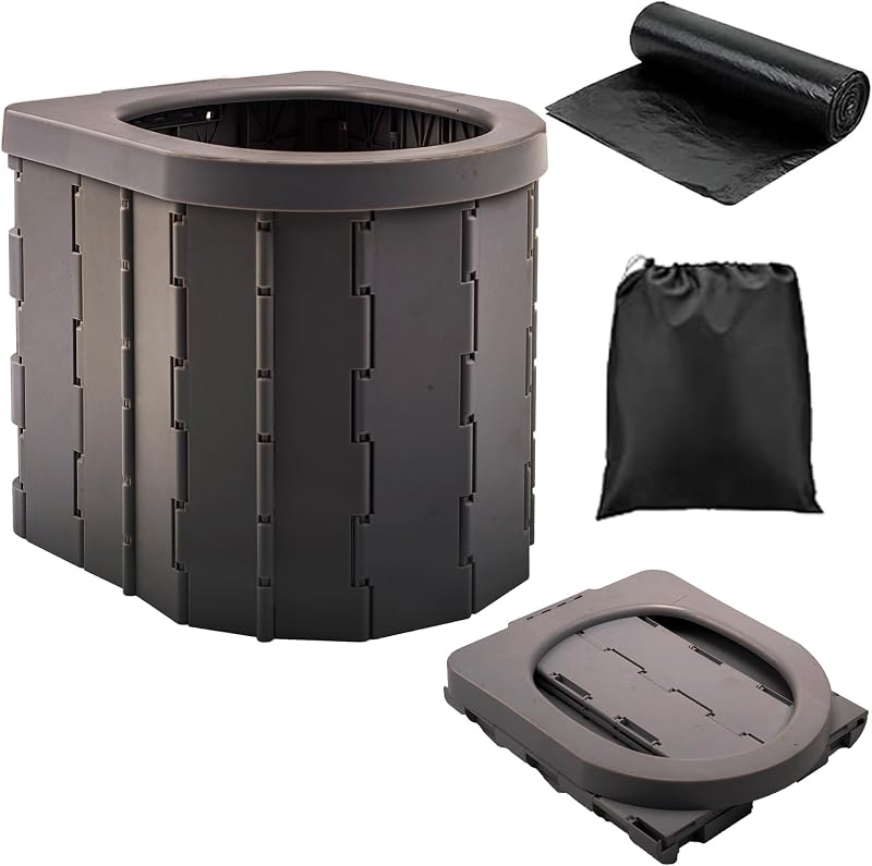 KINSPORY Portable Toilet Outdoor Camping Collapsible Toilet Bucket Loo