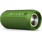 EDUPLINK Bluetooth Speaker IPX7 Waterproof Wireless Speaker with Bass 20H Playtime TWS Stereo Pairing Portable Outdoor Speakers for Beach Camping Travel Gifts for Men Women Girls Boys Teens Green