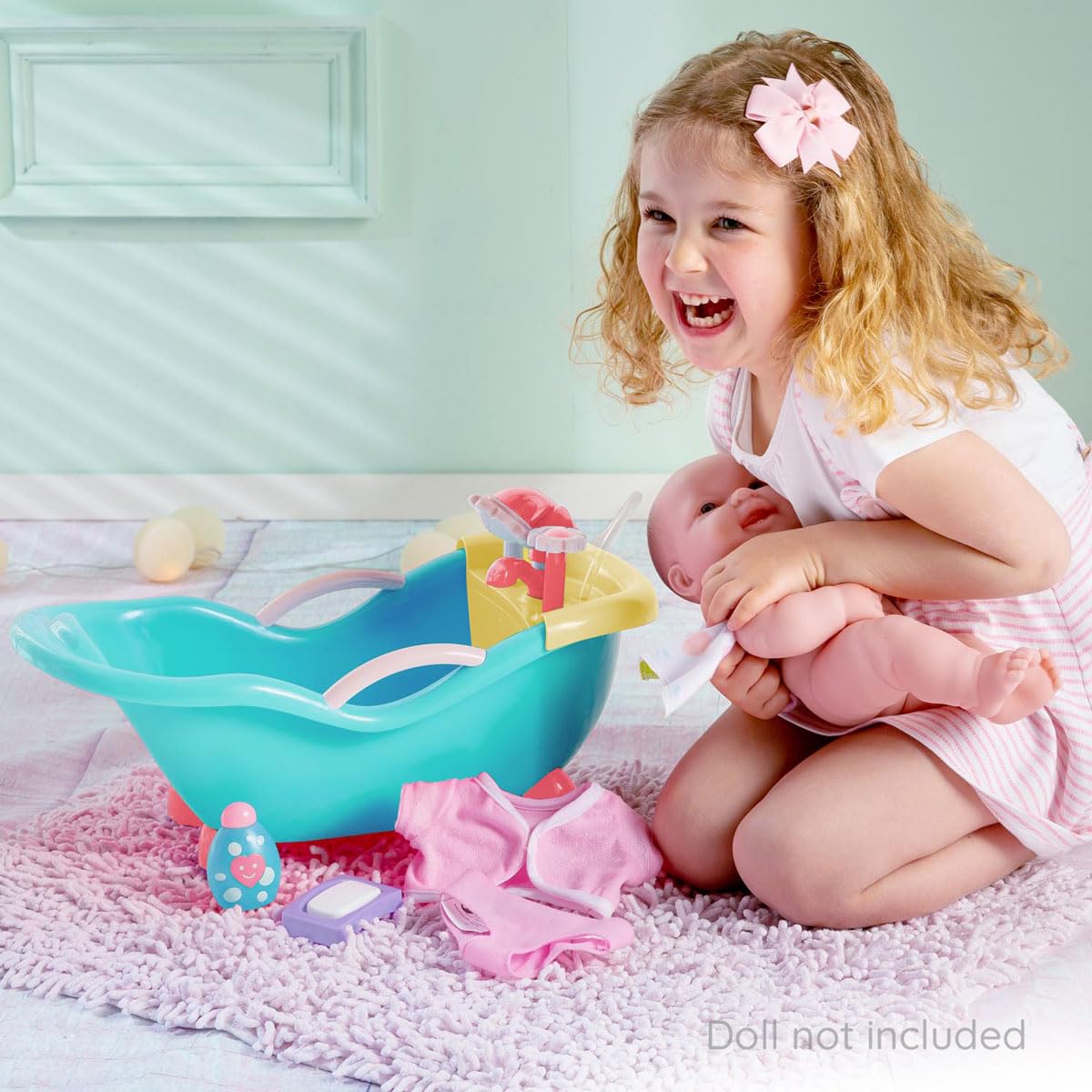 JC Toys - for Keeps Playtime! | Baby Doll Real Working Bath Set | Fits Dolls up to 16