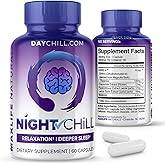 Night Chill Sleep Supplement – 60 Capsules - Restful Sleep Support with DHH-B from Magnolia Bark and L-Theanine Supplement - Stress Calm Mood Support - Sleeping Pills for Adults by MaxLife Naturals