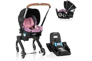 Evenflo Gold Shyft DualRide with Carryall Storage Infant Car Seat and Stroller Combo (Opal Pink)