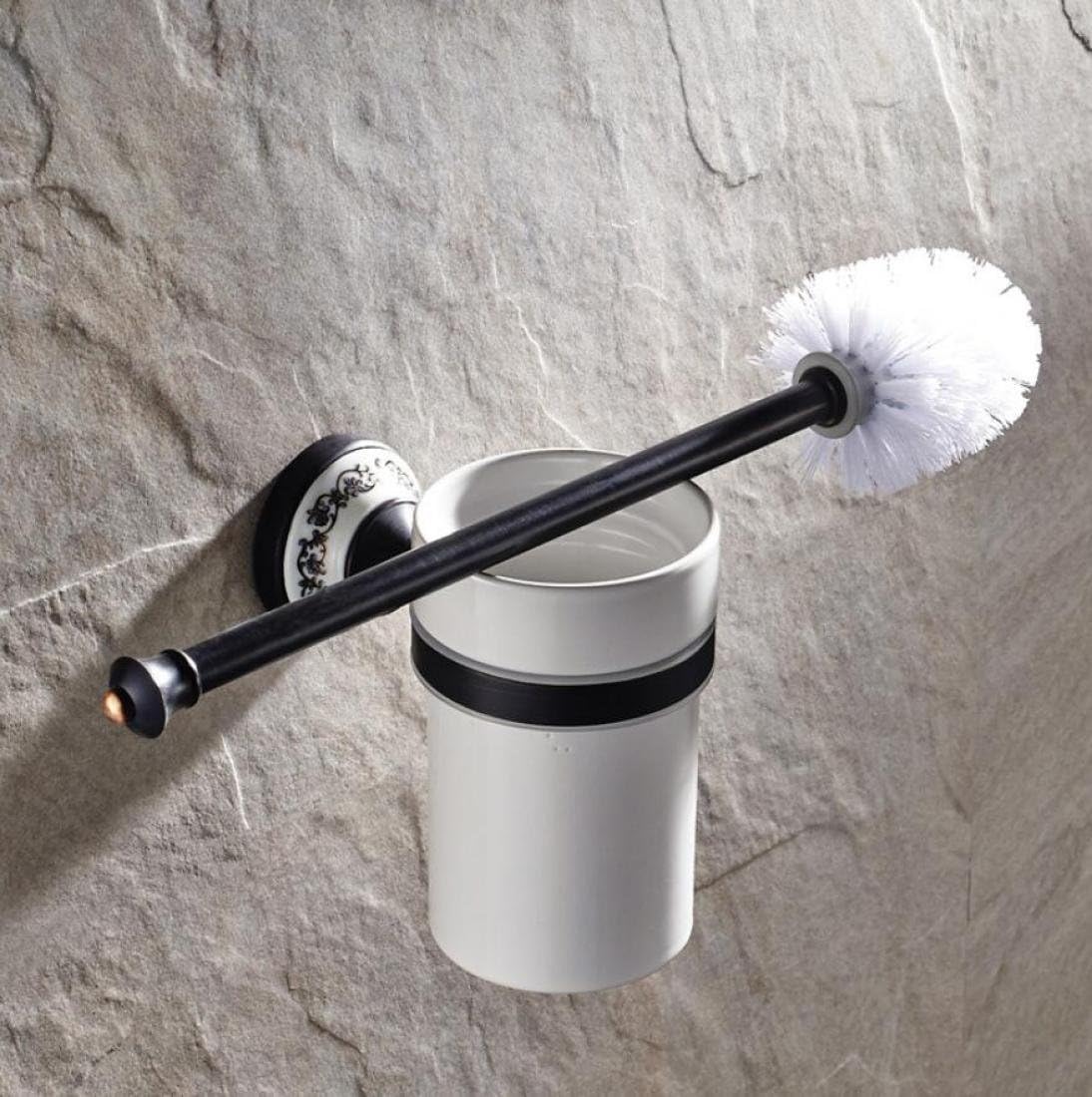 Black Vintage Toilet Brush and Holder Wall-Mounted Bathroom Accessories copper Toilet brush and cup Holder Toilet Cleaning Brush Set for Home Bath Kitchen