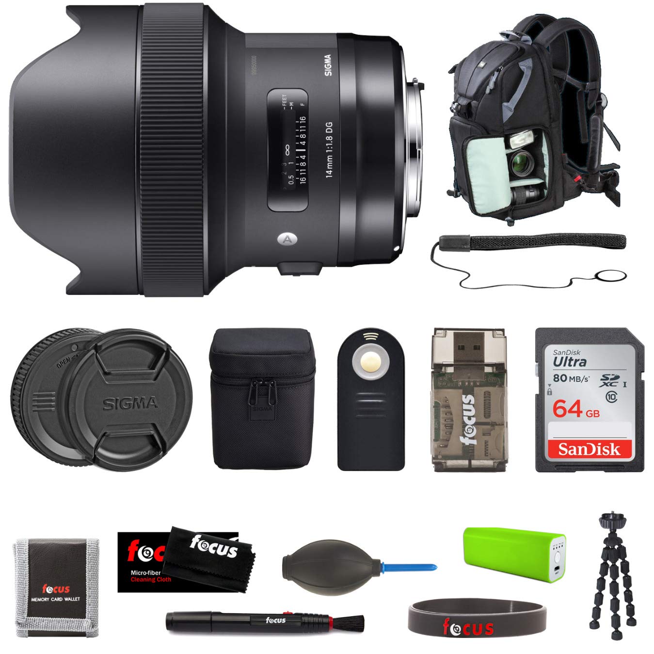 Sigma 14 mm f/1,8 Dg HSM Art Lens para Nikon F (450955) Deluxe ...