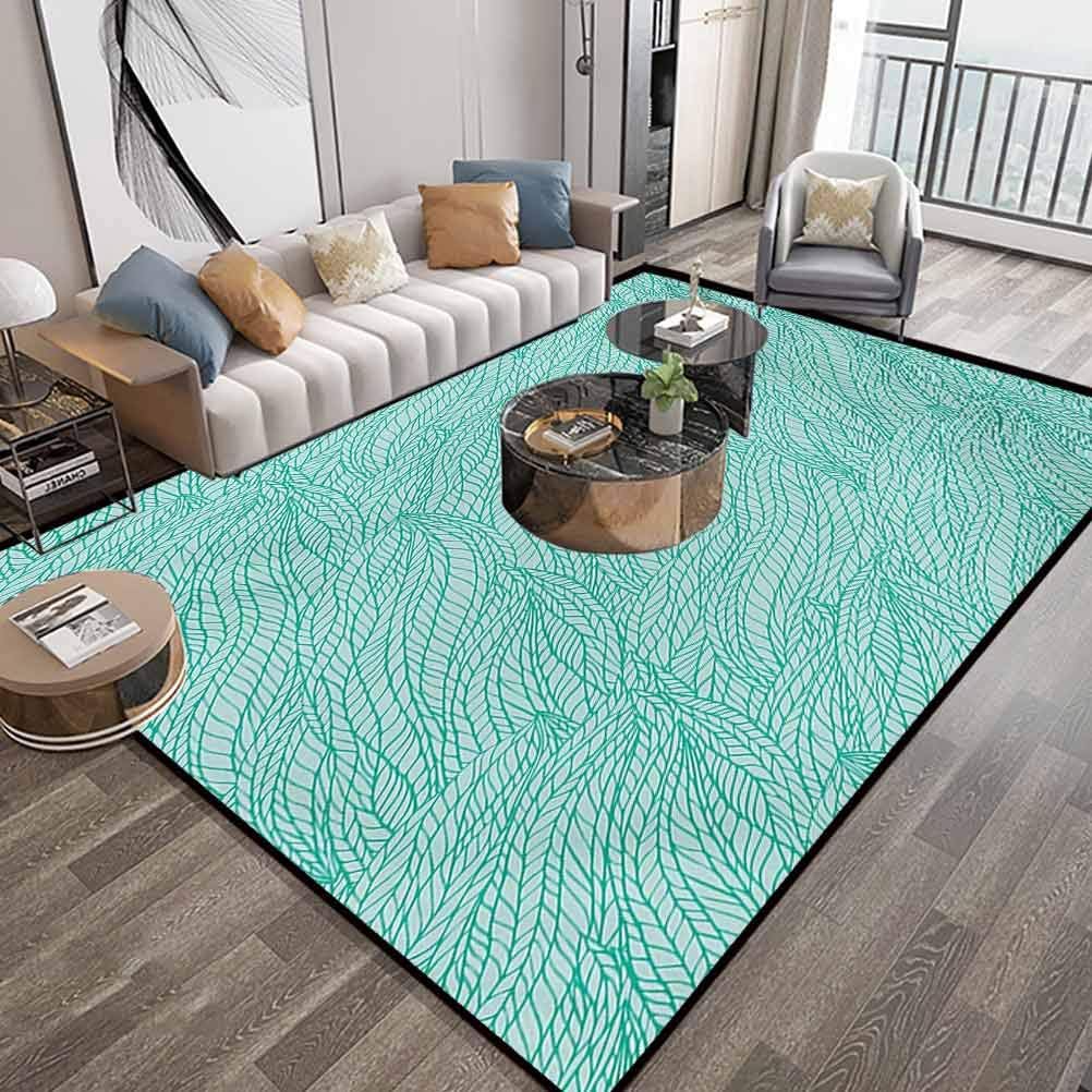 Alfombra de piso de color verde azulado de 122 cm, diseño abstracto de