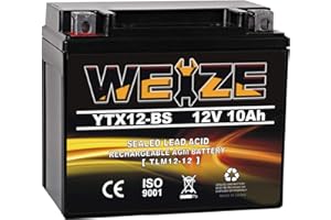 Weize YTX12-BS Motorcycle Battery High Performance - Maintenance Free - Sealed YTX12 BS AGM Rechargeable ATV Batteries compatible with Honda Kawasaki Suzuki