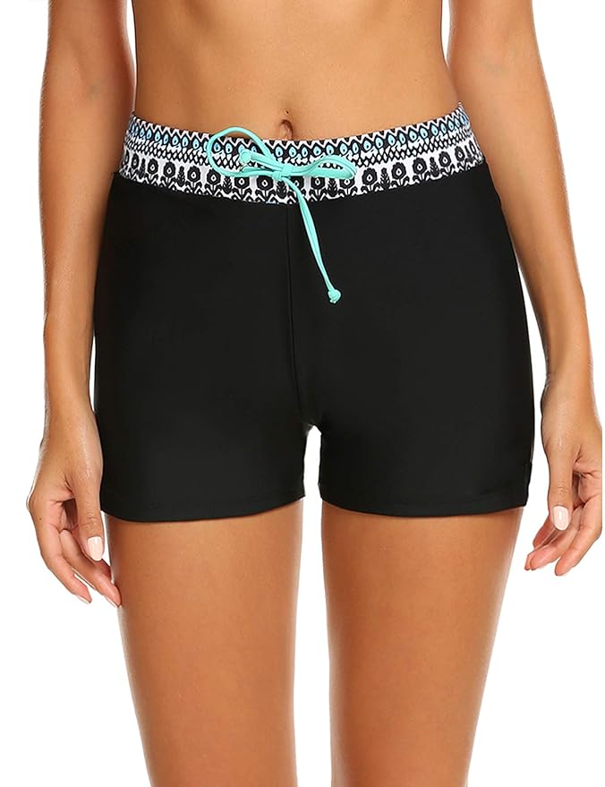 Parabler Damen Sommer Kurze Badeshorts Blumen Badehose Wassersport Bikinihose Schwimmhose Schwimmshorts S-XXL
