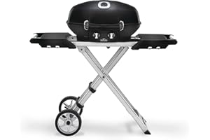 Napoleon - TravelQ PRO285X Portable Propane Gas Grill with Scissor Cart, Black, 2 Burners, For Tailgating, Camping, And Small Outdoor Spaces