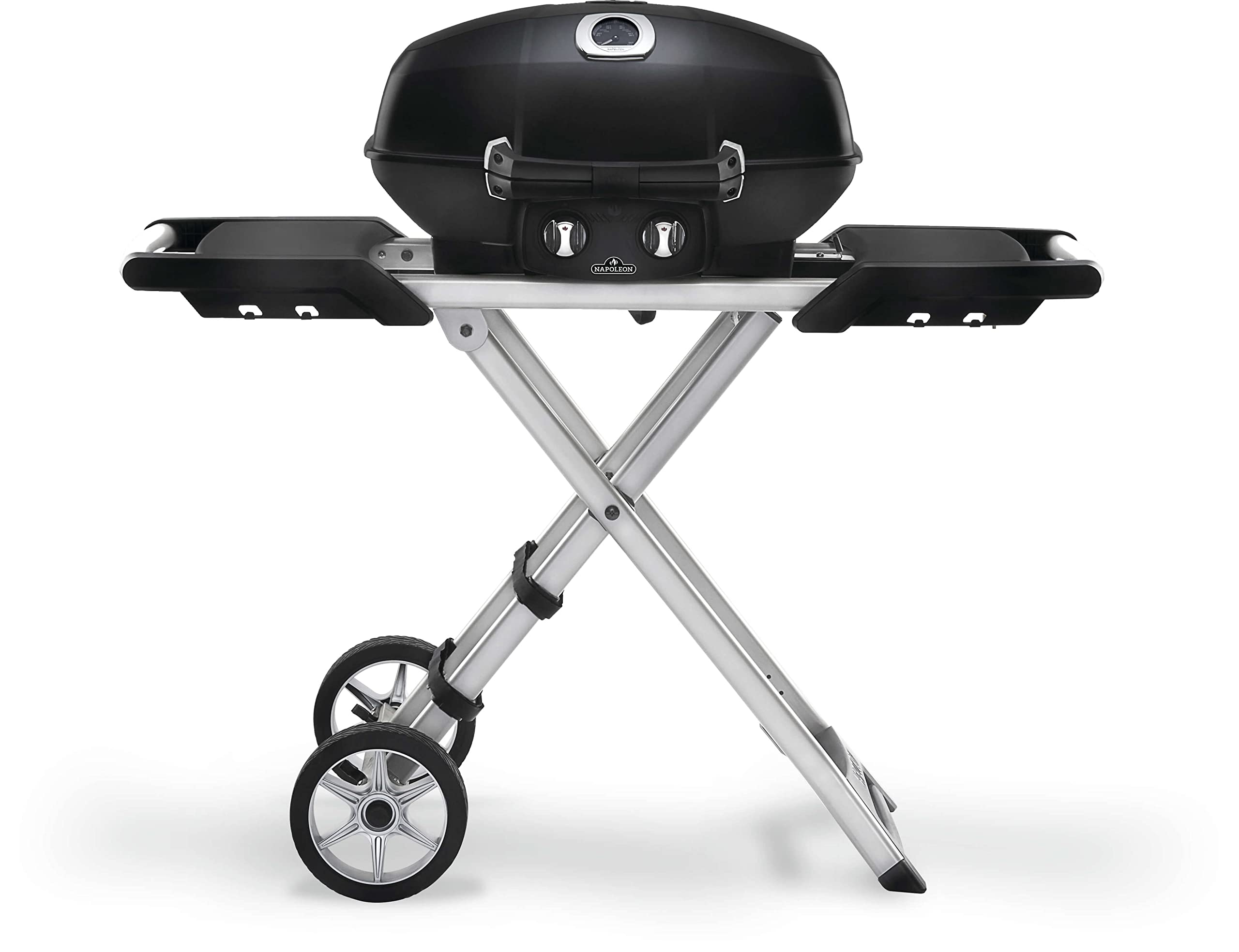 Photo 1 of Napoleon TravelQ PRO285X Portable Propane Gas Grill with Foldable Scissor Cart, Black, 2 Burners, Tailgating, Camping, and Small Outdoor Spaces