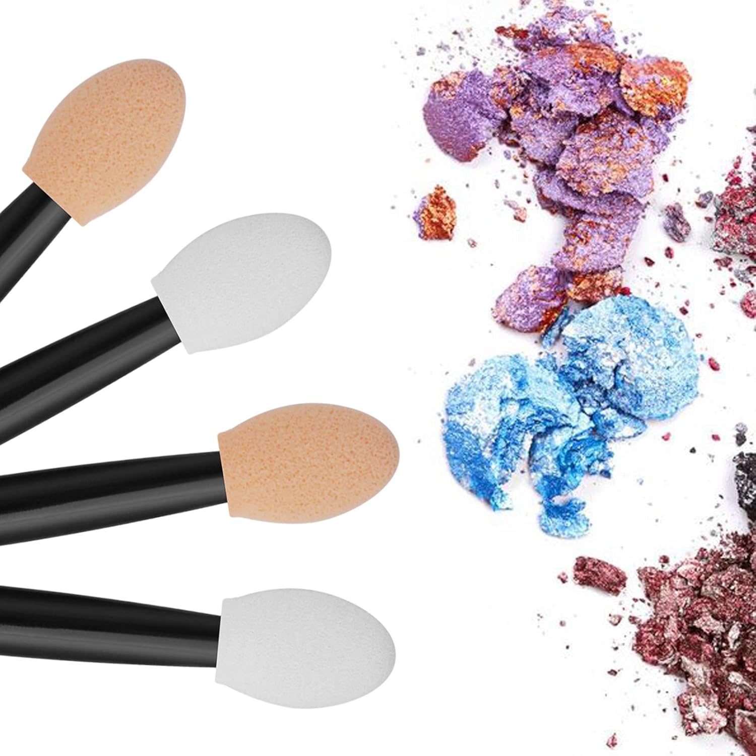 Cuttte 120PCS Disposable Dual Sides Eye Shadow Sponge Applicators with Container, 2.44' Length Eyeshadow Brushes Makeup Applicator: Beauty