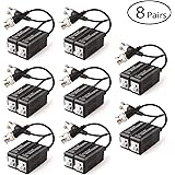 Faittoo 8 Pairs Passive Video Balun Transmitter & Transceiver with Cable for 1080P CVI/TVI/AHD/960H DVR Camera CCTV System, Male BNC to UTP CAT5/5e/6/6e Cable