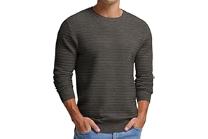 NUOKESASI Men's Crewneck Pullover Sweater Solid Knitted Soft Long Sleeve Casual Sweater