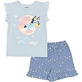 Bluey Girls T-Shirt and French Terry Shorts Outfit Set Toddler to Big Kid Sizes (2T - 10-12)