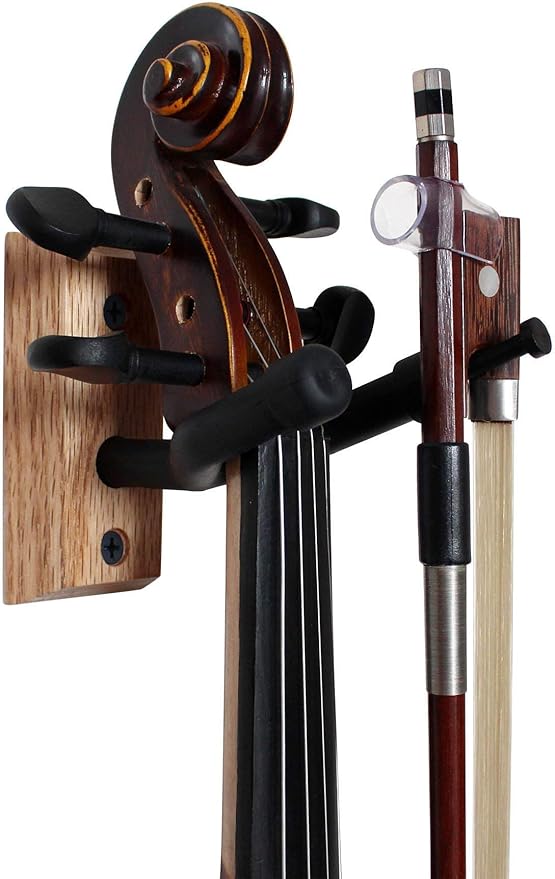 Vizcaya Hardwood Home & Studio Wall Mount Violin Hanger with Bow Holder