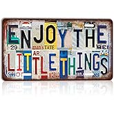 CHCdecor Vintage Enjoy The Little Things Wall Decor License Plate Metal Sign Tin Signs,12x6 Inch Aluminum